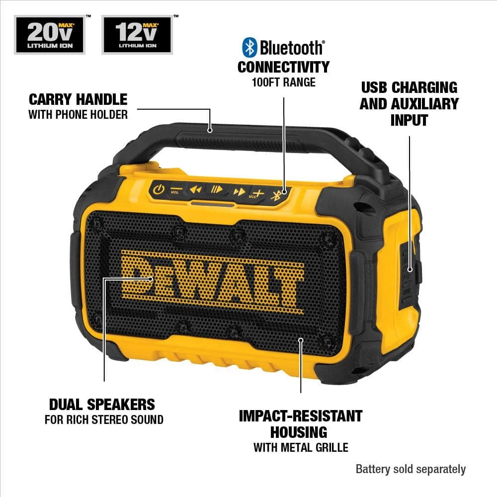 DEWALT 20-Volt MAX Bluetooth Speaker 2 DEWALT 20-Volt MAX Bluetooth Speaker - Image 2