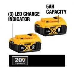 DEWALT 20-Volt MAX XR Premium Lithium-Ion 5.0Ah Battery Pack (2-Pack), Charger & Kit Bag -Power Tools Accessories Sales Shop dewalt outdoor power batteries chargers dcb205 2ck a0 1000