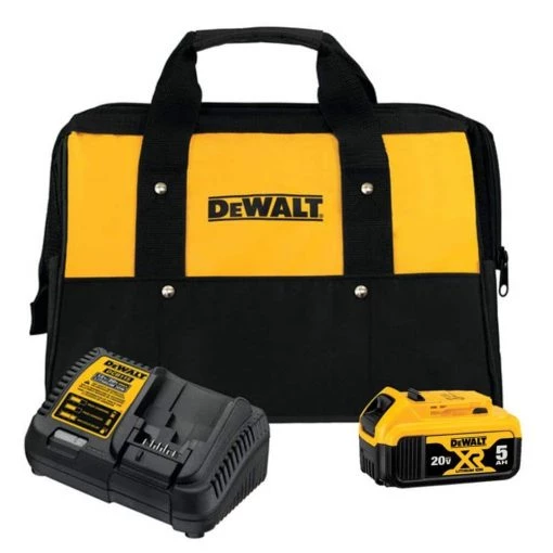DEWALT 20-Volt MAX XR Premium Lithium-Ion 5.0Ah Battery Pack, Charger & Kit Bag -Power Tools Accessories Sales Shop dewalt outdoor power batteries chargers dcb205ck 64 1000