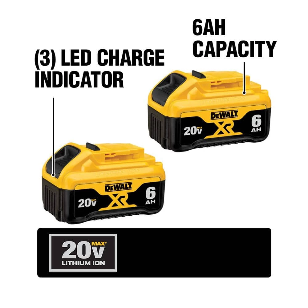 DEWALT 20-Volt MAX XR Premium Lithium-Ion 6.0Ah Battery Pack (2-Pack) 2 DEWALT 20-Volt MAX XR Premium Lithium-Ion 6.0Ah Battery Pack (2-Pack) - Image 2