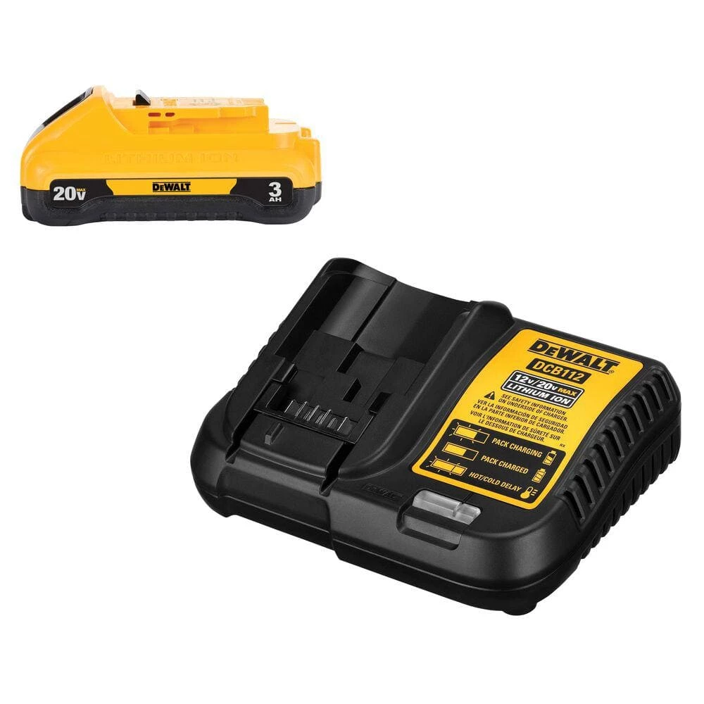 DEWALT 20-Volt MAX Compact Lithium-Ion 3.0Ah Battery Pack with 12-Volt to 20-Volt MAX Charger 1 DEWALT 20-Volt MAX Compact Lithium-Ion 3.0Ah Battery Pack with 12-Volt to 20-Volt MAX Charger