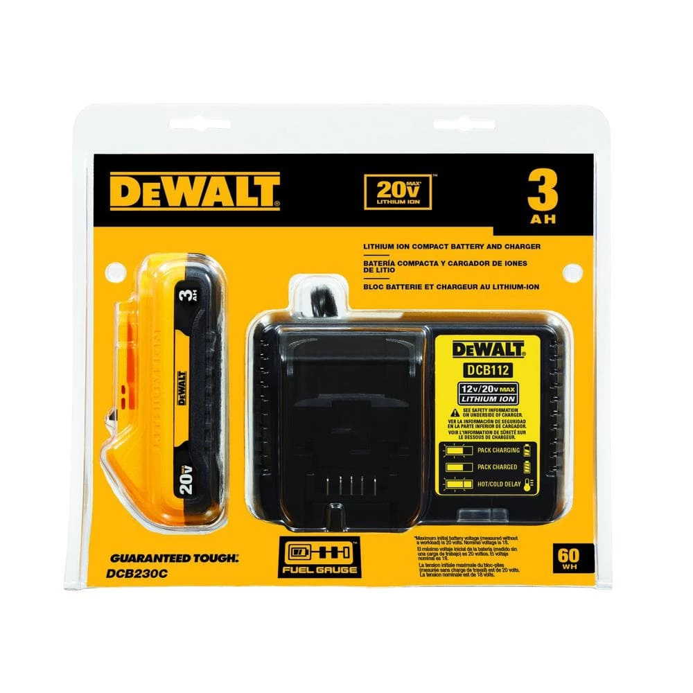 DEWALT 20-Volt MAX Compact Lithium-Ion 3.0Ah Battery Pack with 12-Volt to 20-Volt MAX Charger 7 DEWALT 20-Volt MAX Compact Lithium-Ion 3.0Ah Battery Pack with 12-Volt to 20-Volt MAX Charger - Image 7