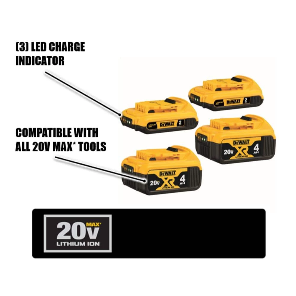 DEWALT 20-Volt MAX Compact Lithium-Ion 2.0 Ah Battery Pack (2-Pack) and 20-Volt MAX XR Lithium-Ion Battery Pack 4.0 Ah (2-Pack) 2 DEWALT 20-Volt MAX Compact Lithium-Ion 2.0 Ah Battery Pack (2-Pack) and 20-Volt MAX XR Lithium-Ion Battery Pack 4.0 Ah (2-Pack) - Image 2