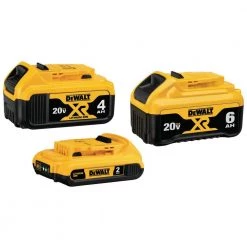 DEWALT 20-Volt MAX XR Premium Lithium-Ion 6.0 Ah Battery, 20-Volt MAX XR 4.0 Ah Battery and 20-Volt MAX 2.0 Ah Battery