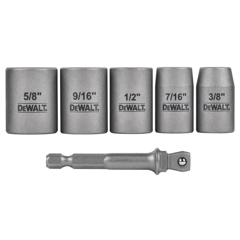 DEWALT MAX Impact 3/8 in. Carbon Steel Drive Socket Set (6-Piece) with 1/4 in. Adapter 1 DEWALT MAX Impact 3/8 in. Carbon Steel Drive Socket Set (6-Piece) with 1/4 in. Adapter