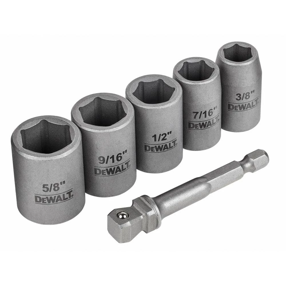 DEWALT MAX Impact 3/8 in. Carbon Steel Drive Socket Set (6-Piece) with 1/4 in. Adapter 2 DEWALT MAX Impact 3/8 in. Carbon Steel Drive Socket Set (6-Piece) with 1/4 in. Adapter - Image 2