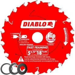 DIABLO 5-3/8 in x 18-Tooth Fast Framing Circular Saw Blade with Bushings
