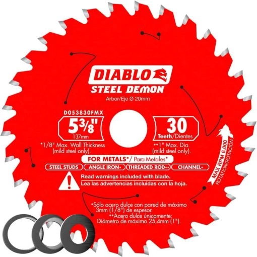 DIABLO Steel Demon 5-3/8 in. x 30-Tooth Metal Cutting Circular Saw Blade with Bushings -Power Tools Accessories Sales Shop diablo circular saw blades d053830fmx 64 1000