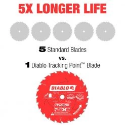 DIABLO Tracking Point 7-1/4 in. x 24-Tooth Framing Circular Saw Blade -Power Tools Accessories Sales Shop diablo circular saw blades d0724r 1f 1000