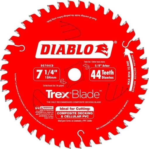 DIABLO TREXBlade 7-1/4 in. x 44-Tooth Composite Material/Plastics Circular Saw Blade -Power Tools Accessories Sales Shop diablo circular saw blades d0744cd 64 1000
