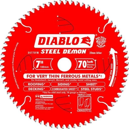 DIABLO Steel Demon 7-1/4 in. x 70-Tooth x 20mm Arbor Metal Cutting Circular Saw Blade -Power Tools Accessories Sales Shop diablo circular saw blades d0770fm 64 1000