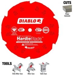 DIABLO HARDIEBlade 10 in. x 6-Tooth Polycrystalline Diamond (PCD) Tipped Fiber Cement Circular Saw Blade -Power Tools Accessories Sales Shop diablo circular saw blades d1006dh c3 1000