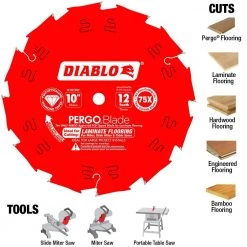 DIABLO PERGOBlade 10 in. x 12-Tooth Polycrystalline Diamond (PCD) Tipped Ultimate Flooring Circular Saw Blade 10 DIABLO PERGOBlade 10 in. x 12-Tooth Polycrystalline Diamond (PCD) Tipped Ultimate Flooring Circular Saw Blade -Power Tools Accessories Sales Shop diablo circular saw blades d1012lf 1d 1000