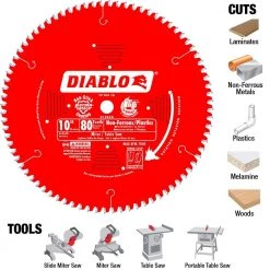 DIABLO 10 in. x 80-Tooth Laminate/Aluminum Circular Saw Blade -Power Tools Accessories Sales Shop diablo circular saw blades d1080n 40 1000