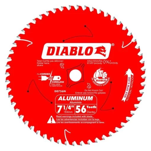 DIABLO 7-1/4 in. x 56-Tooth Aluminum Cutting Circular Saw Blade -Power Tools Accessories Sales Shop diablo table saw blades miter saw blades d0756n 64 1000