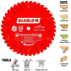 DIABLO 10 in. x 40-Tooth General Purpose Circular Saw Blade Value Pack (2-Pack) -Power Tools Accessories Sales Shop diablo table saw blades miter saw blades d104040vp c3 1000