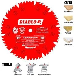 DIABLO 10 in. x 50-Tooth Combination Circular Saw Blade -Power Tools Accessories Sales Shop diablo table saw blades miter saw blades d1050x 40 1000