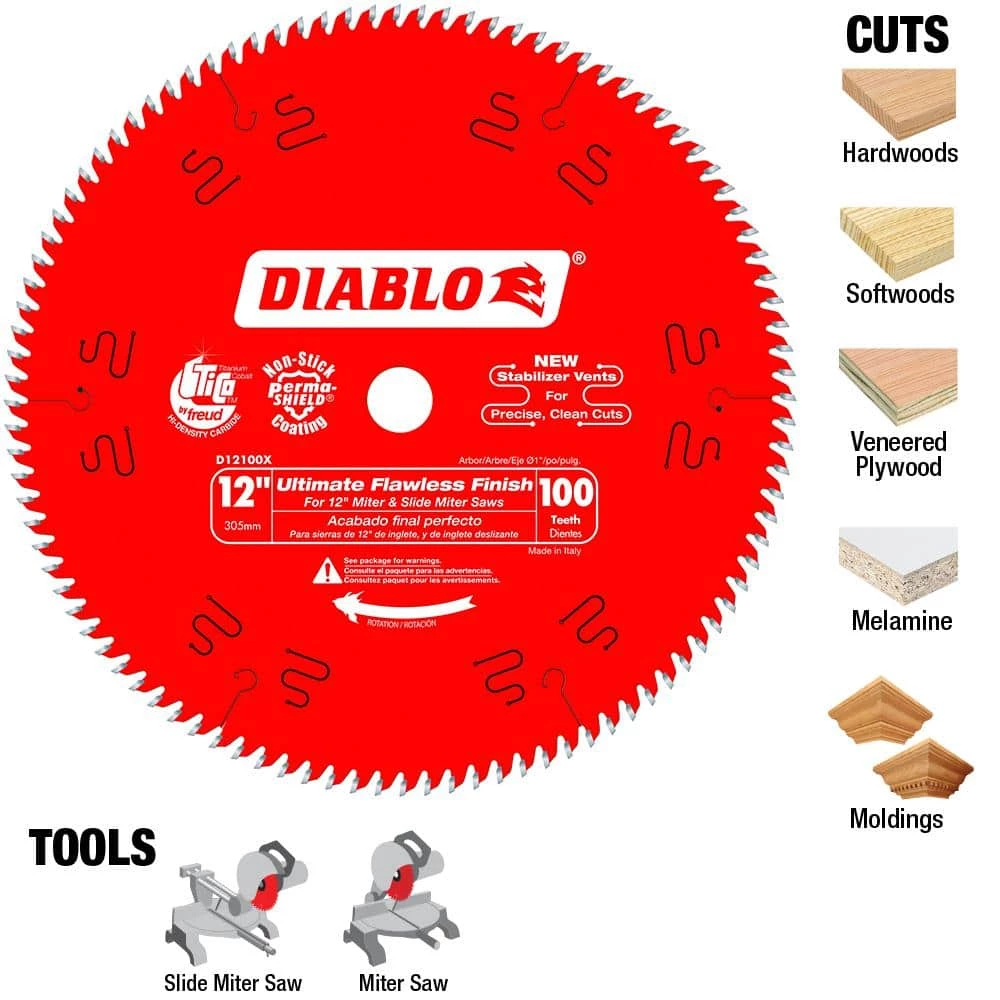 DIABLO 12 in. x 100-Tooth Ultimate Polished Finish Circular Saw Blade 6 DIABLO 12 in. x 100-Tooth Ultimate Polished Finish Circular Saw Blade - Image 6