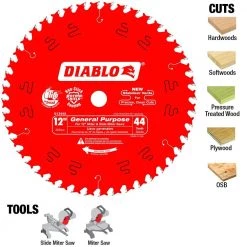 DIABLO 12 in. x 44-Tooth General Purpose Circular Saw Blade -Power Tools Accessories Sales Shop diablo table saw blades miter saw blades d1244x 66 1000