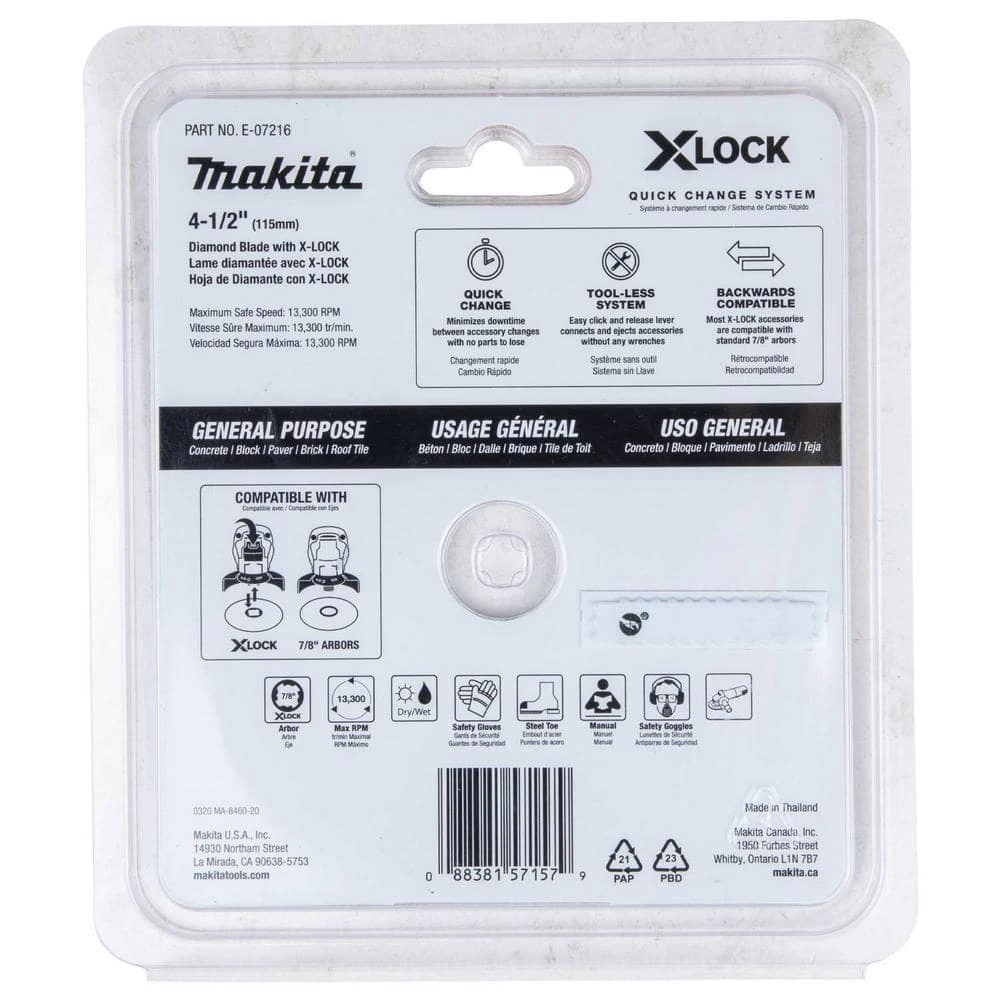 Makita X-LOCK 4-1/2 in. Turbo Rim Diamond Blade for Masonry Cutting 5 Makita X-LOCK 4-1/2 in. Turbo Rim Diamond Blade for Masonry Cutting - Image 5
