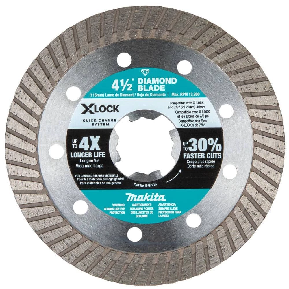 Makita X-LOCK 4-1/2 in. Turbo Rim Diamond Blade for Masonry Cutting 1 Makita X-LOCK 4-1/2 in. Turbo Rim Diamond Blade for Masonry Cutting