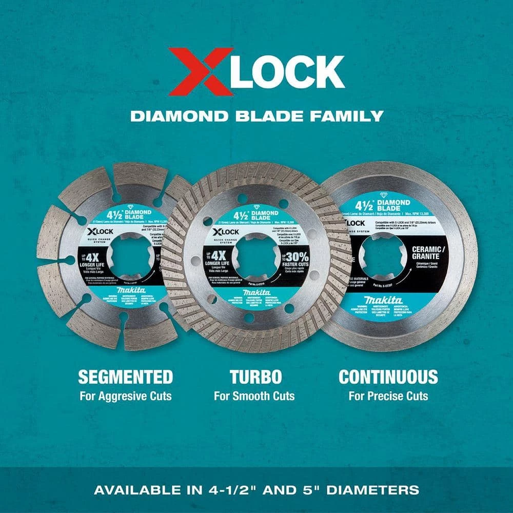 Makita X-LOCK 4-1/2 in. Turbo Rim Diamond Blade for Masonry Cutting 3 Makita X-LOCK 4-1/2 in. Turbo Rim Diamond Blade for Masonry Cutting - Image 3