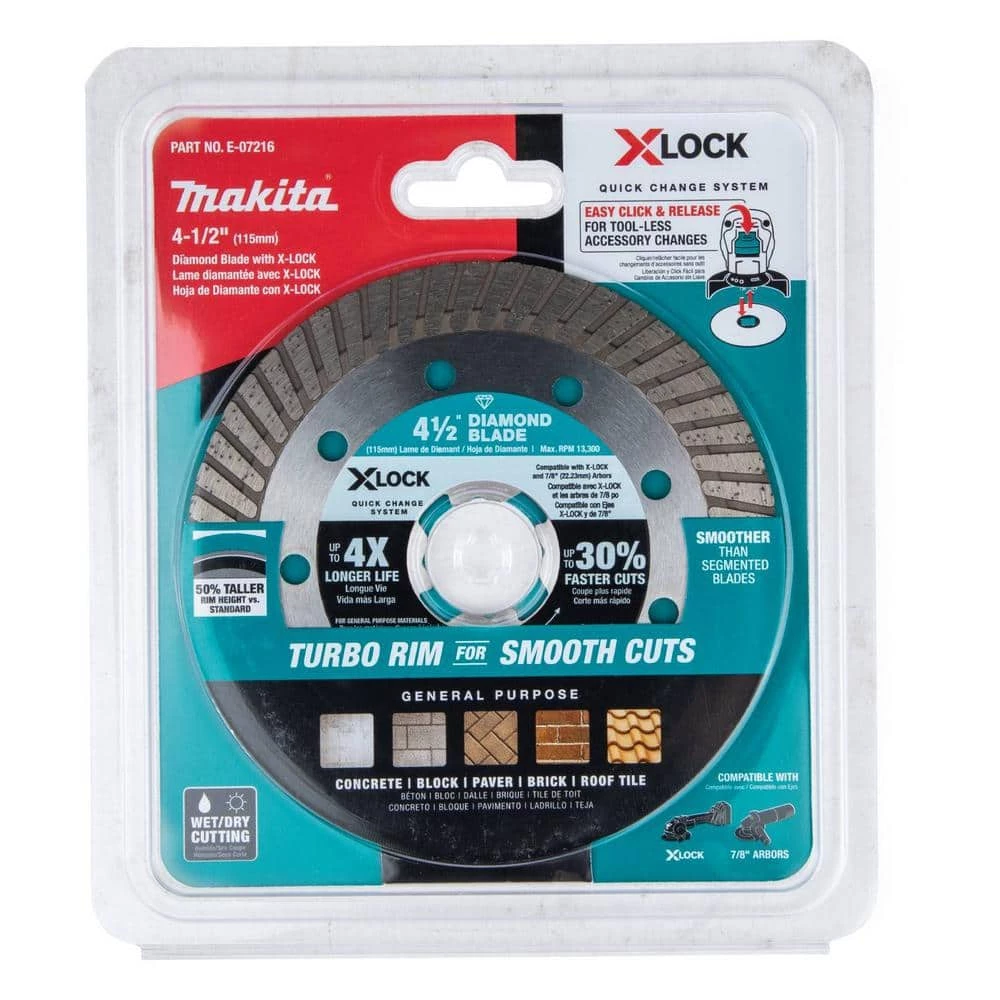 Makita X-LOCK 4-1/2 in. Turbo Rim Diamond Blade for Masonry Cutting 4 Makita X-LOCK 4-1/2 in. Turbo Rim Diamond Blade for Masonry Cutting - Image 4