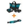 Makita 18V LXT Battery and Rapid Optimum Charger Starter Pack (5.0Ah) with bonus 3/8 in./1/4 in. 18V LXT Square Drive Ratchet