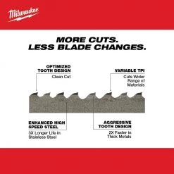 Milwaukee 44-7/8 in. 8/10 TPI Metal Deep Cut Extreme Band Saw Blade (3-Pack) For M18 FUEL/Corded -Power Tools Accessories Sales Shop milwaukee band saw blade 48 39 0601 40 1000