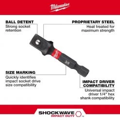 Milwaukee SHOCKWAVE Impact Duty 1/4 in. Hex Shank Socket Adapter Set (3-Piece) 10 Milwaukee SHOCKWAVE Impact Duty 1/4 in. Hex Shank Socket Adapter Set (3-Piece) -Power Tools Accessories Sales Shop milwaukee bit holders extensions 48 32 5033 40 1000