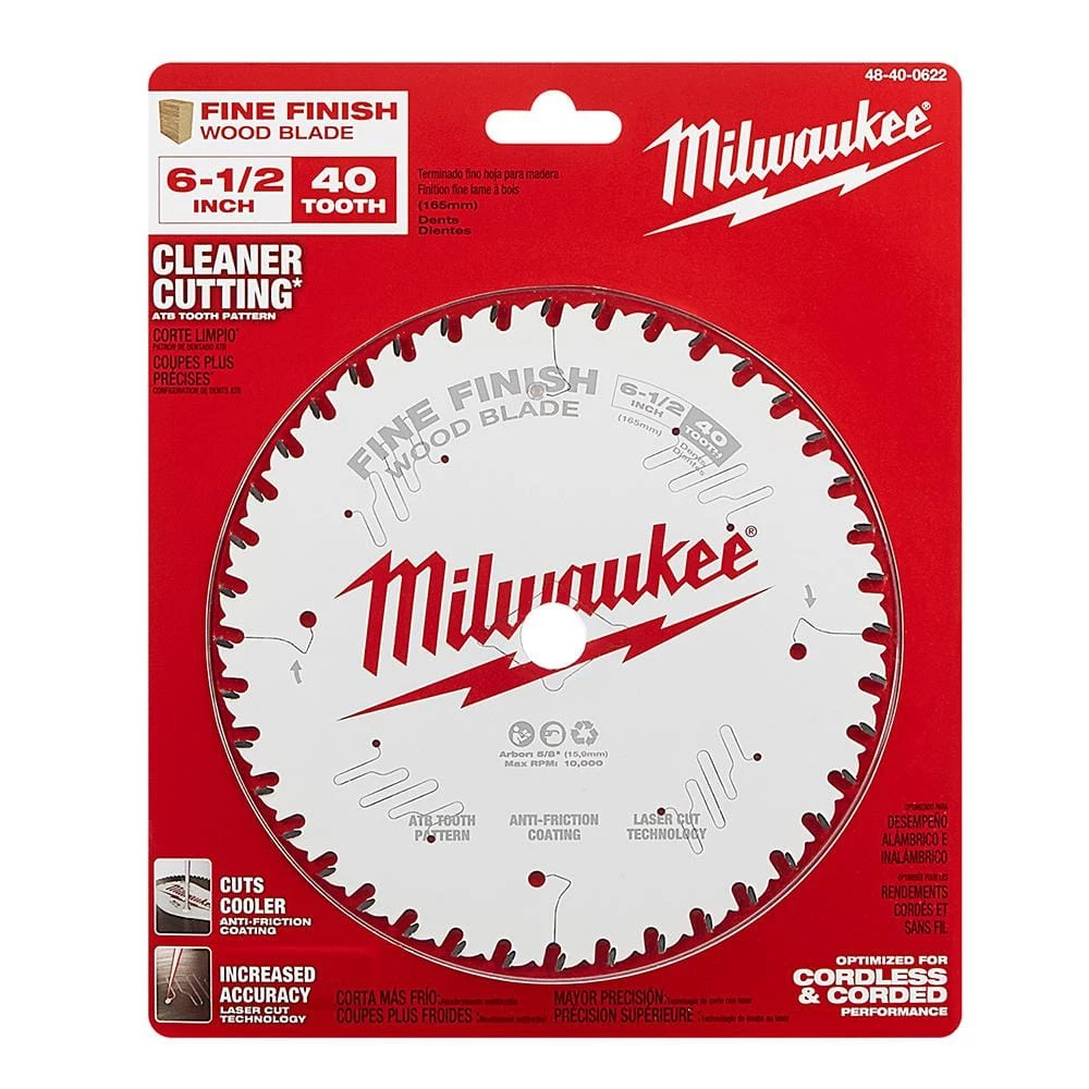 Milwaukee 6-1/2 in. x 40-Tooth Fine Finish Circular Saw Blade 6 Milwaukee 6-1/2 in. x 40-Tooth Fine Finish Circular Saw Blade - Image 6