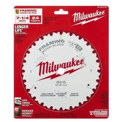 Milwaukee 7-1/4 in. x 24-Tooth Framing Circular Saw Blade -Power Tools Accessories Sales Shop milwaukee circular saw blades 48 40 0720 66 1000