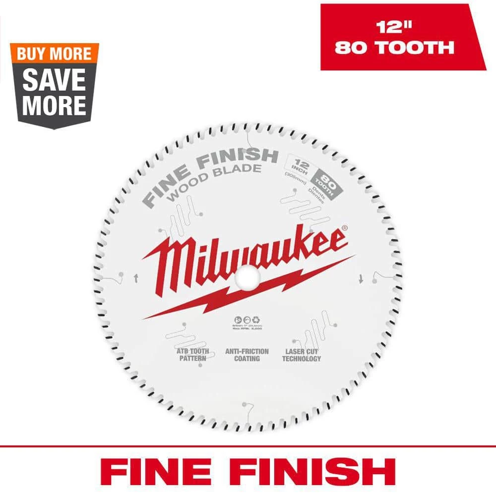 Milwaukee 12 in. x 80-Tooth Fine Finish Circular Saw Blade 1 Milwaukee 12 in. x 80-Tooth Fine Finish Circular Saw Blade