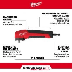 Milwaukee SHOCKWAVE Impact Duty Right Angle Drill Adapter -Power Tools Accessories Sales Shop milwaukee drill attachments 48 32 2390 1d 1000