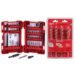 Milwaukee SHOCKWAVE Impact Duty Alloy Steel Screw Driver Bit Set with SPEED FEED Auger Wood Drilling Bit Set (49-Piece)