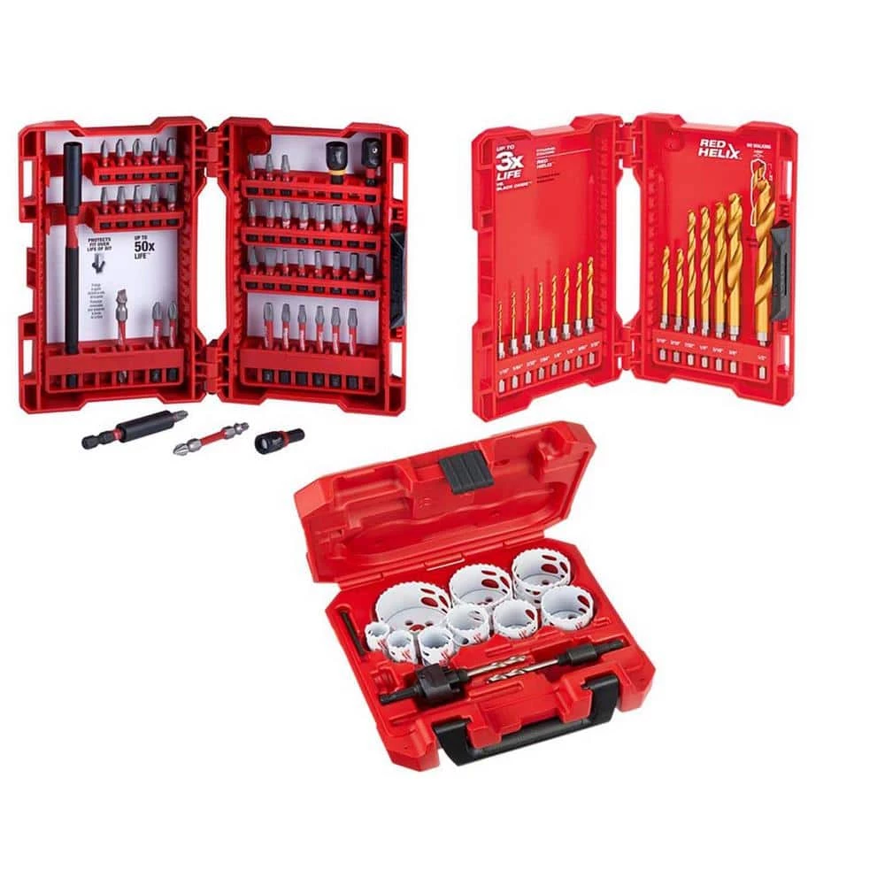 Milwaukee SHOCKWAVE Impact Duty Alloy Steel Screw Driver Bit Set with Titanium Drill Bit Set and Holesaw Set (73-Piece) 1 Milwaukee SHOCKWAVE Impact Duty Alloy Steel Screw Driver Bit Set with Titanium Drill Bit Set and Holesaw Set (73-Piece)