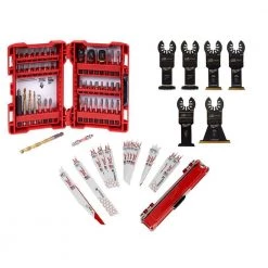 Milwaukee SHOCKWAVE Impact Duty Screw Driver Bit Set with Bi-Metal Reciprocating Saw Blade Set & Oscillating Blade Set (69-Piece)