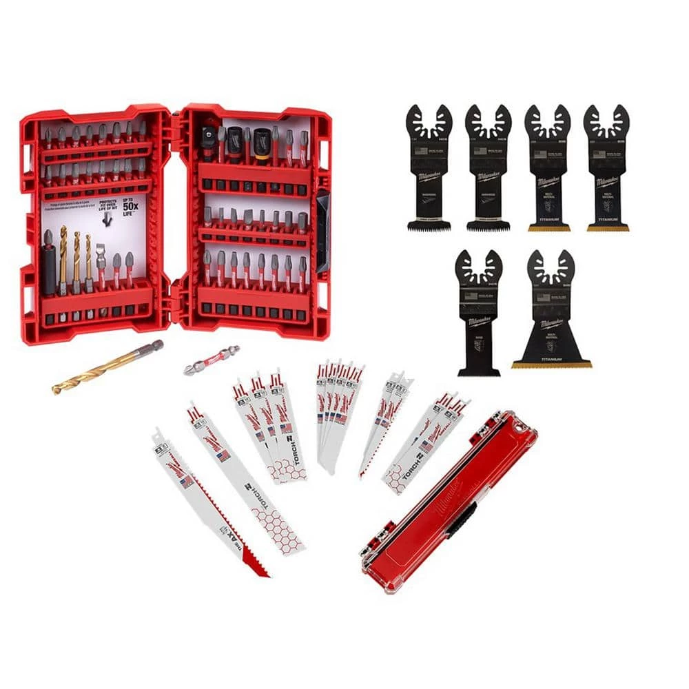 Milwaukee SHOCKWAVE Impact Duty Screw Driver Bit Set with Bi-Metal Reciprocating Saw Blade Set & Oscillating Blade Set (69-Piece) 1 Milwaukee SHOCKWAVE Impact Duty Screw Driver Bit Set with Bi-Metal Reciprocating Saw Blade Set & Oscillating Blade Set (69-Piece)