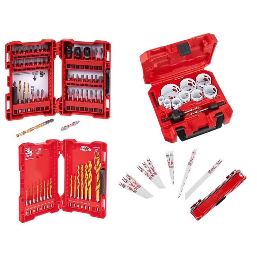 Milwaukee SHOCKWAVE Impact Duty Driver Screw Driver Bit Set with Hole Saw Set,Titanium Drill Bit Set & Recip Saw Blade (88-Piece) 1 Milwaukee SHOCKWAVE Impact Duty Driver Screw Driver Bit Set with Hole Saw Set,Titanium Drill Bit Set & Recip Saw Blade (88-Piece)