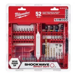 Milwaukee SHOCKWAVE Impact Duty Electrician's Drill and Alloy Steel Screw Driver Bit Set (52-Piece) -Power Tools Accessories Sales Shop milwaukee drill bit combination sets 48 32 4025 a0 1000