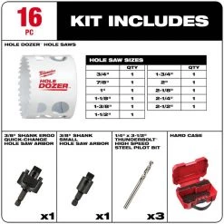 Milwaukee HOLE DOZER General Purpose Bi-Metal Hole Saw Set (16-Piece) -Power Tools Accessories Sales Shop milwaukee hole saws bits 49 22 4030 40 1000