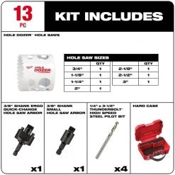 Milwaukee Hole Dozer General Purpose Bi-Metal Hole Saw Set (13-Piece) -Power Tools Accessories Sales Shop milwaukee hole saws bits 49 22 4032 40 1000