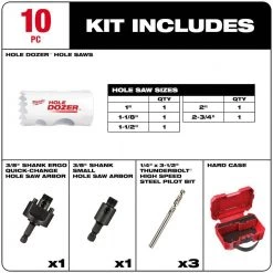 Milwaukee Hole Dozer General Purpose Bi-Metal Hole Saw Set (10-Piece) -Power Tools Accessories Sales Shop milwaukee hole saws bits 49 22 4039 40 1000