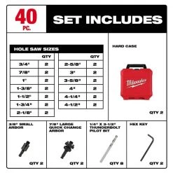 Milwaukee Hole Dozer General Purpose Bi-Metal Hole Saw Set (40-Piece) -Power Tools Accessories Sales Shop milwaukee hole saws bits 49 22 4170 49 22 4170 d4 1000