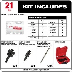 Milwaukee Hole Dozer General Purpose Bi-Metal Hole Saw Set (21-Piece) -Power Tools Accessories Sales Shop milwaukee hole saws bits 49 22 4171 40 1000