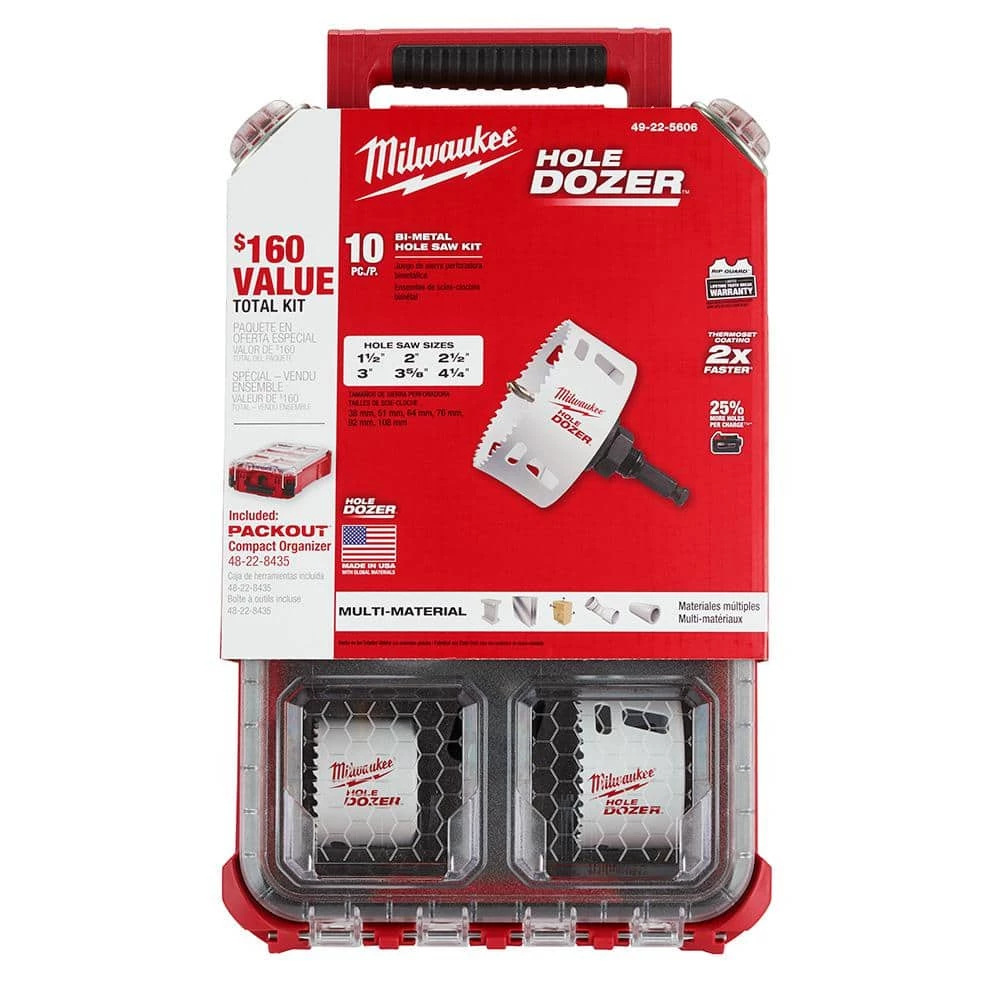 Milwaukee Hole Dozer Bi-Metal General Purpose Hole Saws, BIG HAWG Carbide Hole Saw and Driver Bit Set w/PACKOUT Cases (119-Piece) 6 Milwaukee Hole Dozer Bi-Metal General Purpose Hole Saws, BIG HAWG Carbide Hole Saw and Driver Bit Set w/PACKOUT Cases (119-Piece) - Image 6