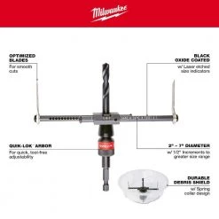 Milwaukee 2 in. to 7 in. Adjustable Hole Saw Cutter -Power Tools Accessories Sales Shop milwaukee hole saws bits 49 56 0320 a0 1000
