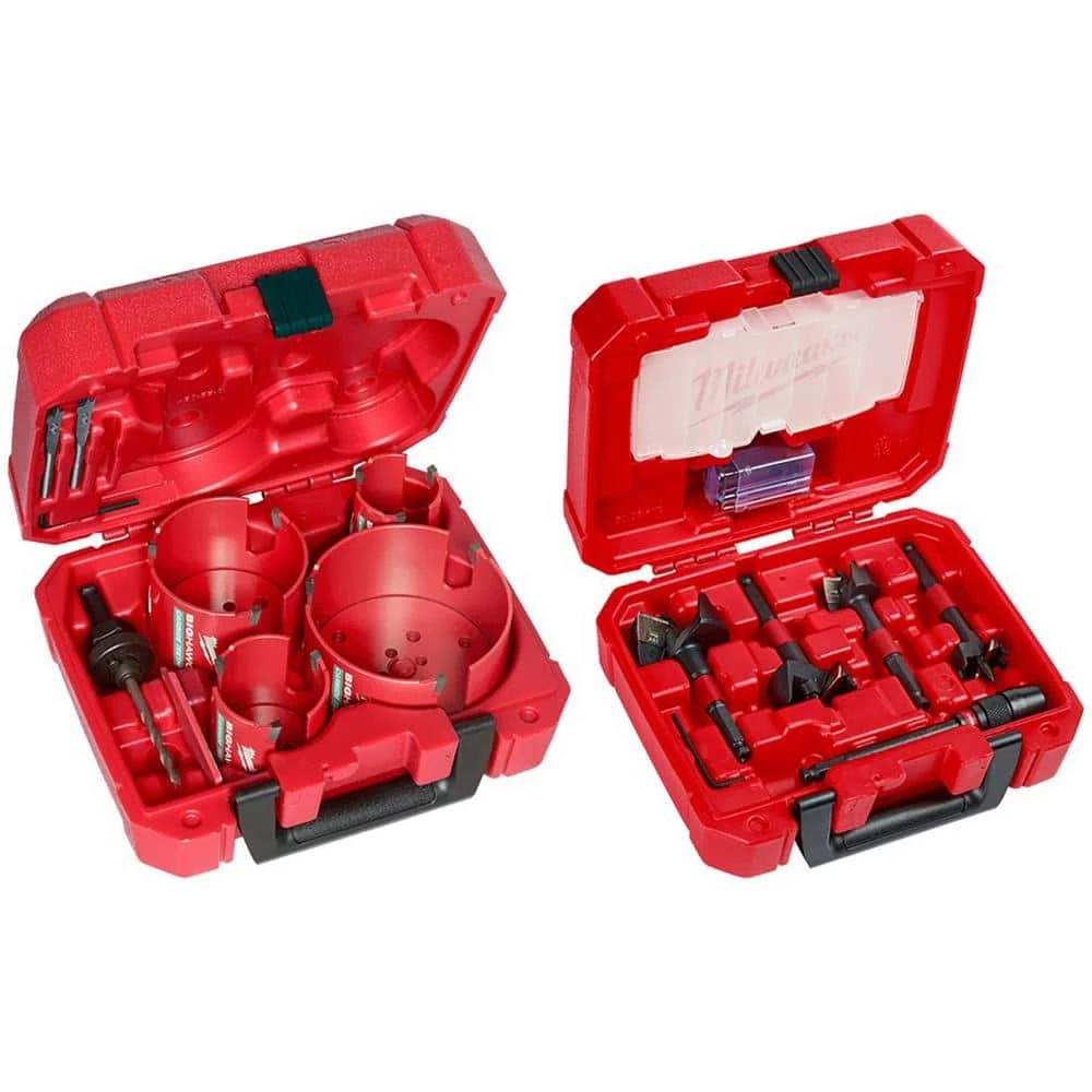 Milwaukee BIG HAWG Carbide Hole Saw Kit with SWITCHBLADE Plumbers Selfeed Bits Set (13-Piece) 1 Milwaukee BIG HAWG Carbide Hole Saw Kit with SWITCHBLADE Plumbers Selfeed Bits Set (13-Piece)
