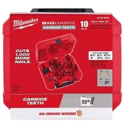 Milwaukee BIG HAWG Carbide Hole Saw Kit (10-Piece) with Hole Dozer General Purpose Bi-Metal Hole Saw Set (20-Piece) -Power Tools Accessories Sales Shop milwaukee hole saws bits 49 56 9290 49 22 4170 66 1000