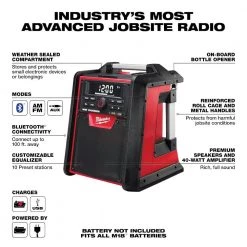 Milwaukee M18 Lithium-Ion Cordless Jobsite Radio/Charger -Power Tools Accessories Sales Shop milwaukee jobsite audio 2792 20 40 1000